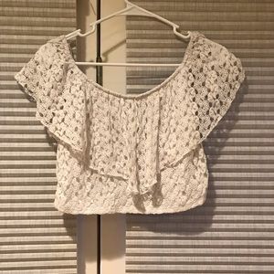 Charlotte Russe | White Lace Crop Top, M